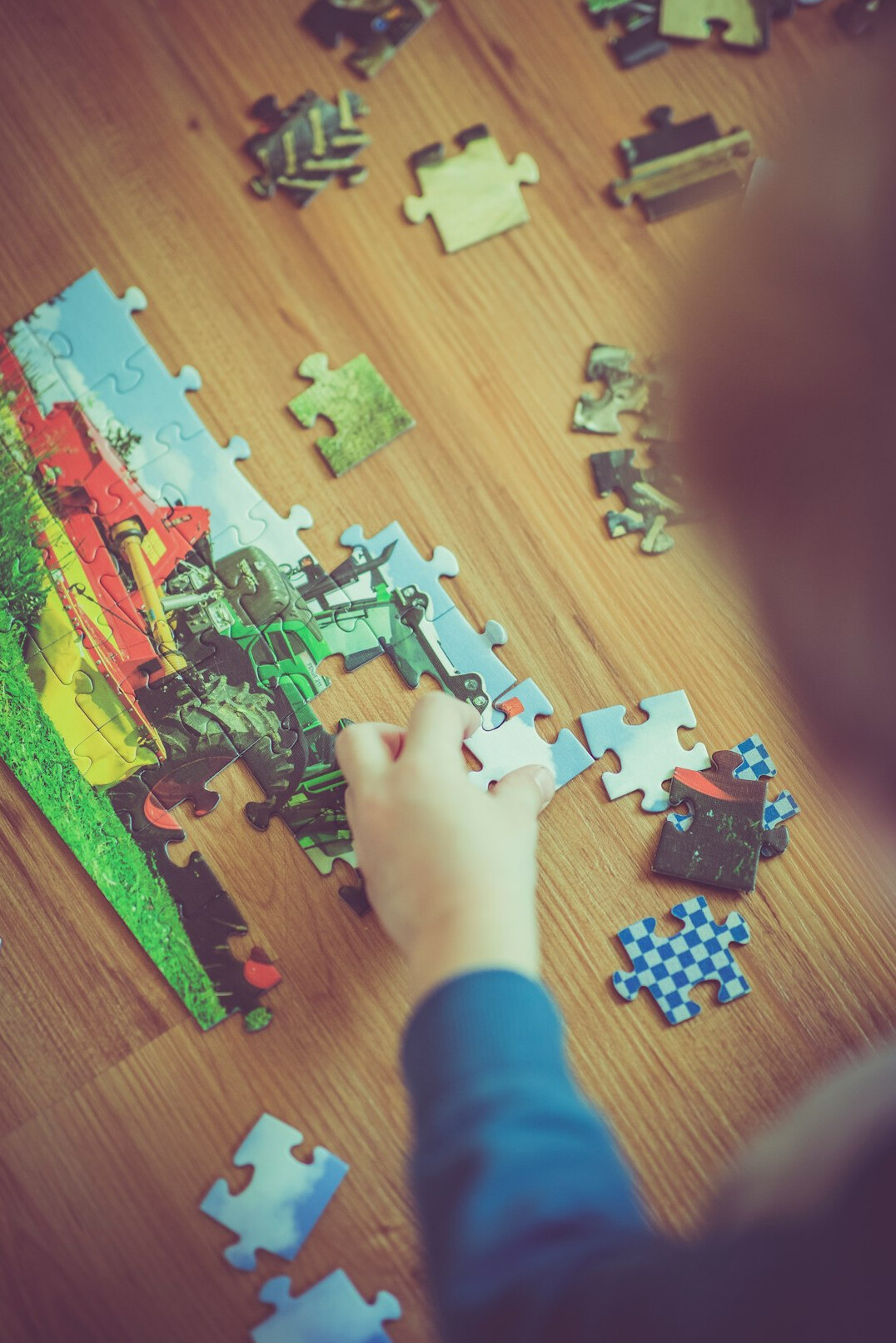 person solving puzzle
